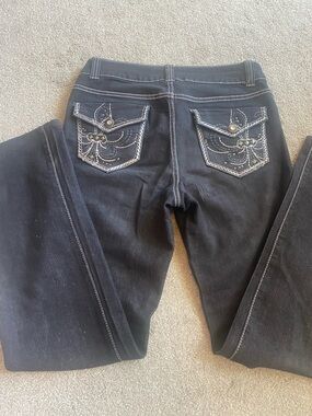 Vintage Black Women's Jeans with Embroidered Back Pockets